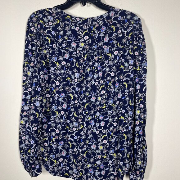 Gap Women's Navy Floral Long Sleeve V-Neck Modal Blouse Medium! - Picture 5 of 5